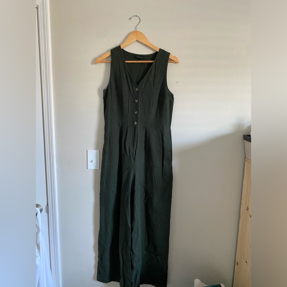 Who What Wear Linen-blend Button Front Jumpsuit Women’s Size Small